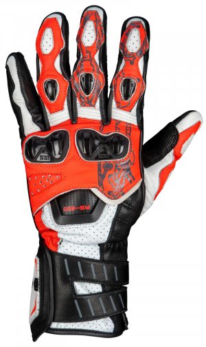 Sportovní rukavice iXS RS-200 3.0 bílo-neonově červeno-černá M