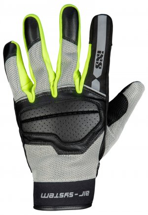 Klasické rukavice iXS EVO-AIR černo-světle šedo-neonově žlutá 3XL