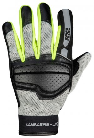 Klasické dámské rukavice iXS EVO-AIR černo-světle šedo-neonově žlutá DM