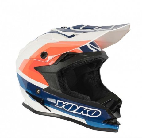 Motokrosová helma YOKO SCRAMBLE white / blue / fire XXL pro YAMAHA FZR 1000