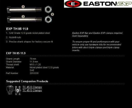 Montážní sada řidítek EASTON EXP TH 85 11.9 EXP